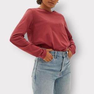 Everlane The Organic Cotton Long-Sleeve Pocket Tee Red Medium